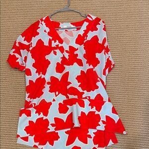 CROSBY by Mollie Burch Red and White Floral Blouse